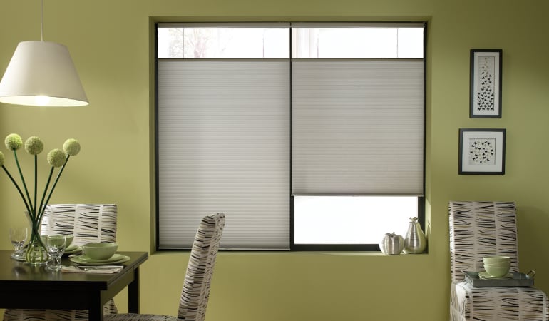 Cellular shades in a Cincinnati dining room